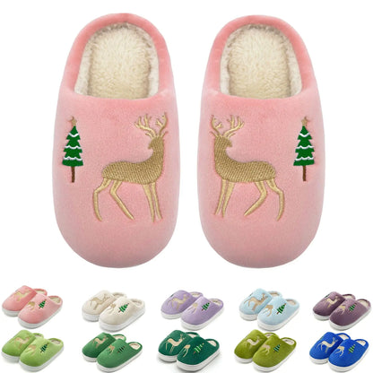 Zutesu Christmas Slippers for Kids Cute Reindeer Slippers Toddler Home Slippers Soft Cozy Winter Slippers Non-slip Indoor Shoes Christmas Gifts For Boys Girls 38/39