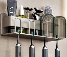 Wall-Mounted Toothbrush and Cup Holder for Bathroom