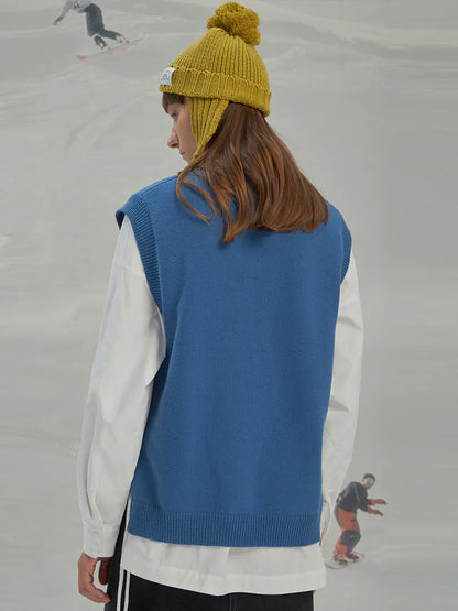 Vintage Inspired Knitted Ski Pattern Sleeveless Vest