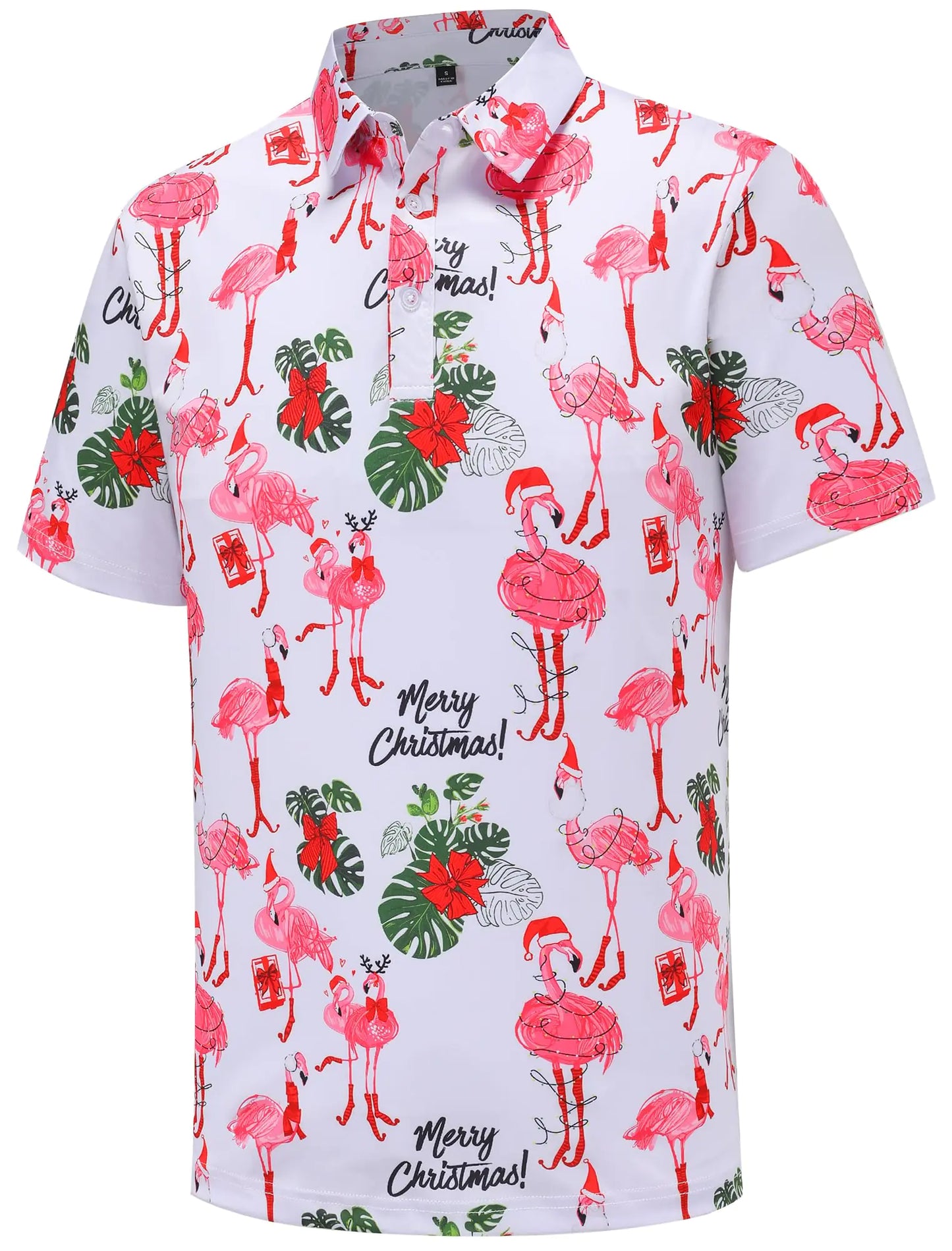 Christmas Shirts for Men Short Sleeve Santa Claus Ugly Funny Christmas Shirts for Men Christmas Vacation Golf Polo Shirt