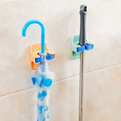 Wall-Mounted Mop Holder with Strong Adhesive (Bathroom)