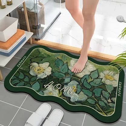 Flower Printed Non-Slip Bathroom Rug (1pc, 2 Sizes)