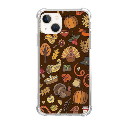 Hagkou Autumn Thanksgiving Phone Case Compatible with iPhone 15 Cute Turkey Pumpkin Leaves Cover for iPhone 15 Cool Cute TPU Bumper Phone Case Cover for iPhone 15