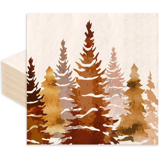 JarThenaAMCS 80Pcs Fall Paper Napkins Orange Watercolor Tree Disposable Luncheon Napkins Rustic Autumn Forest Dinner Napkins for Thanksgiving Home Party Table Decor